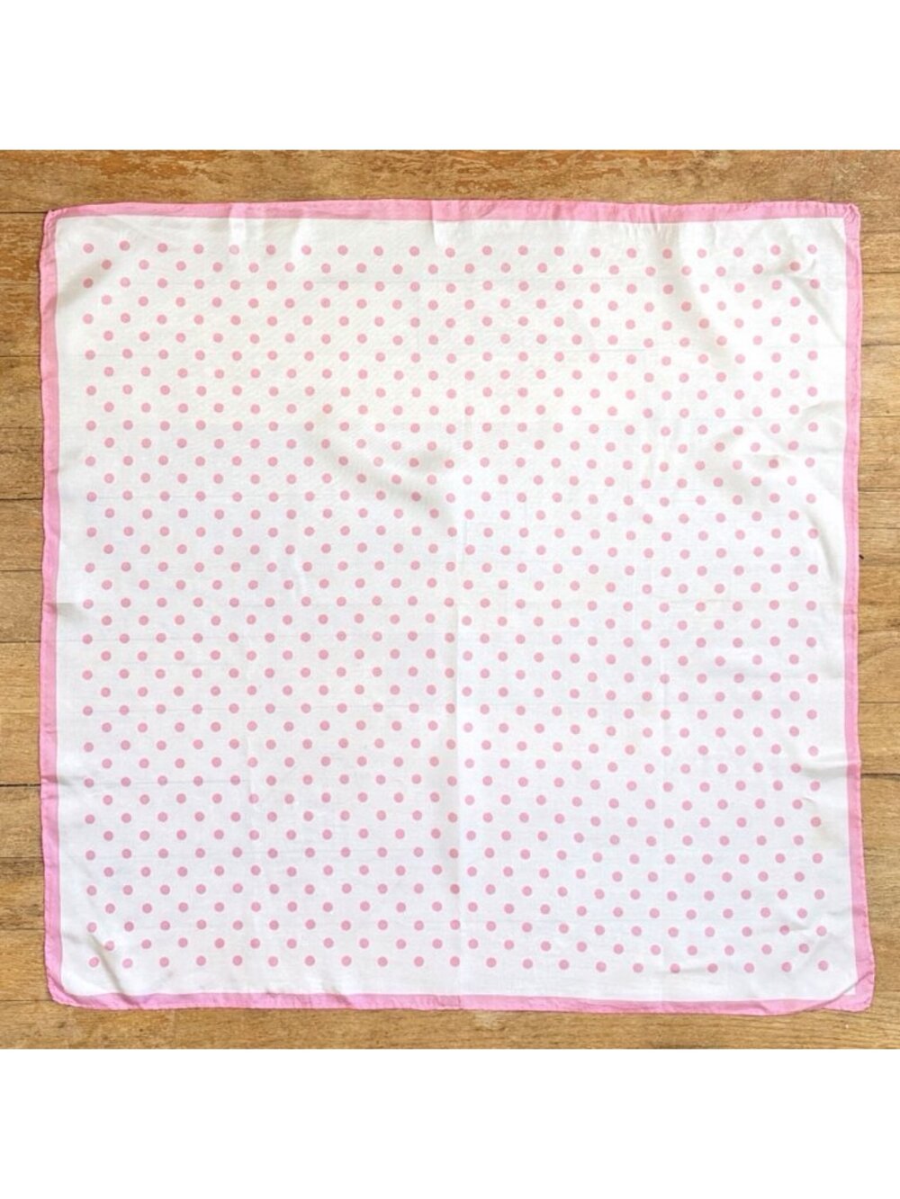 Vintage 60s Polka Dot Scarf Pink/White Twill Acetate Square Ascot Neckscarf